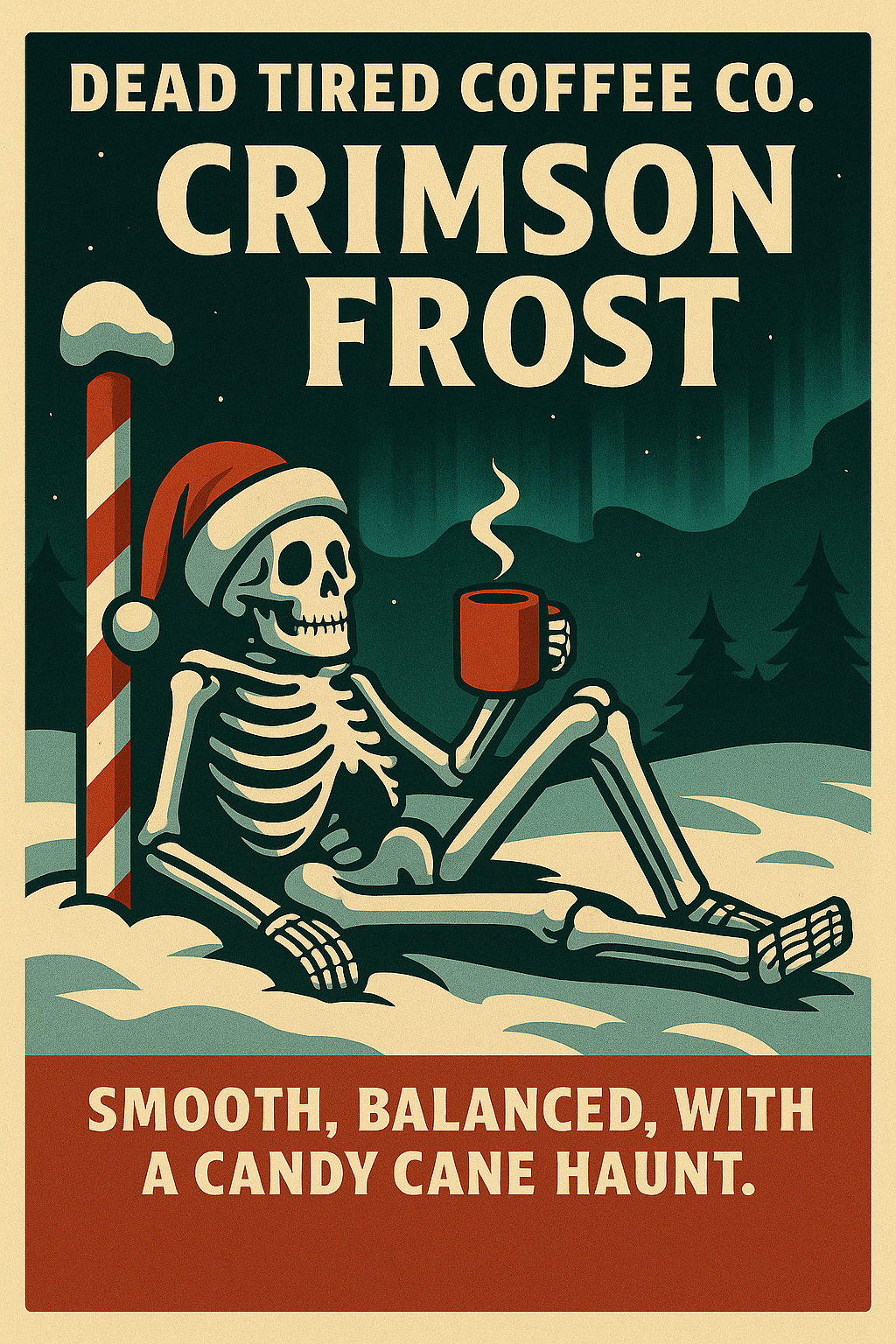 Crimson Frost flavored coffee product graphic