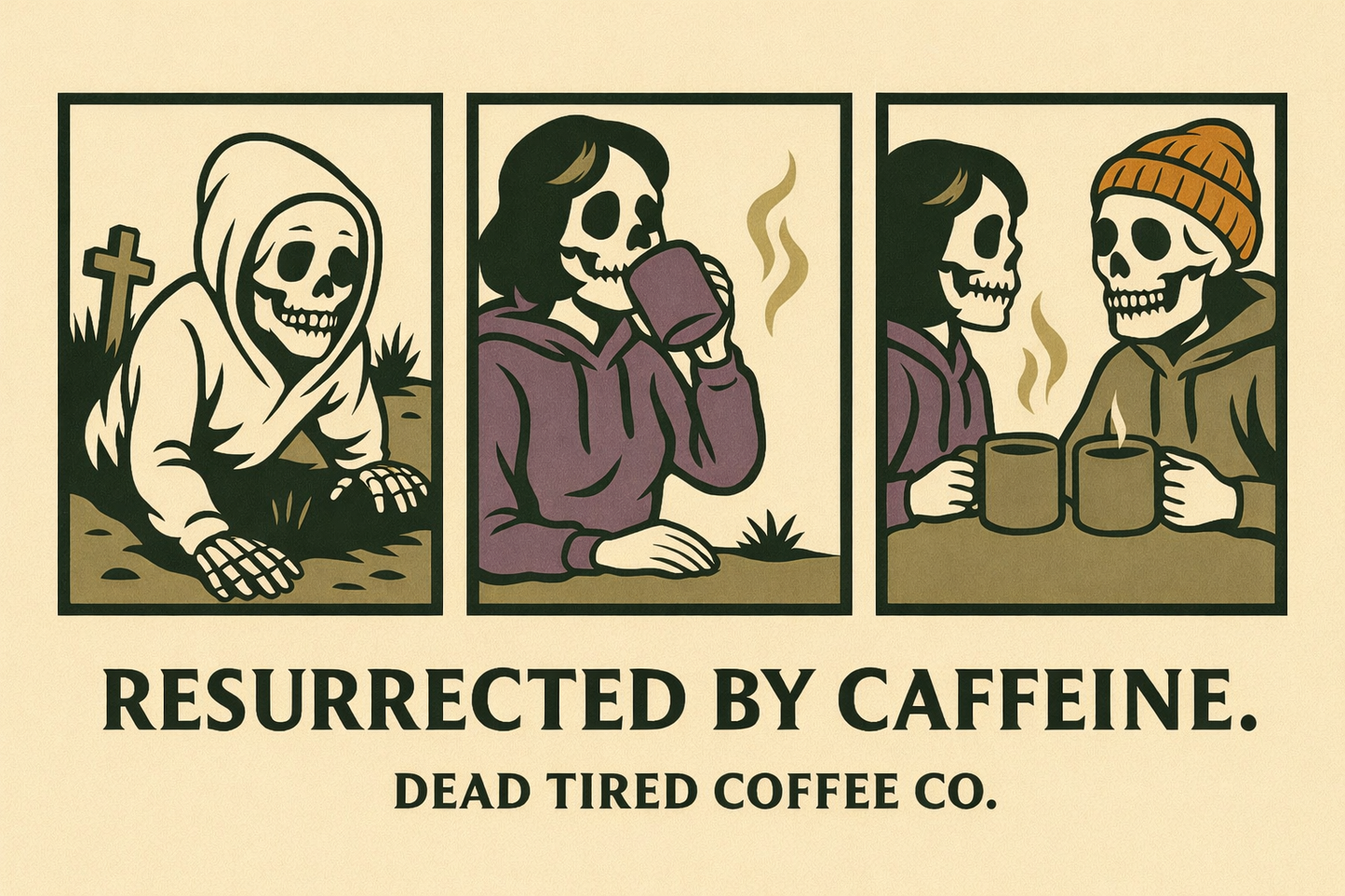 Coffee-Themed Car Magnets - Resurrected by Caffeine, Fun Auto Decor, Unique Gifts, Halloween, Coffee Lovers