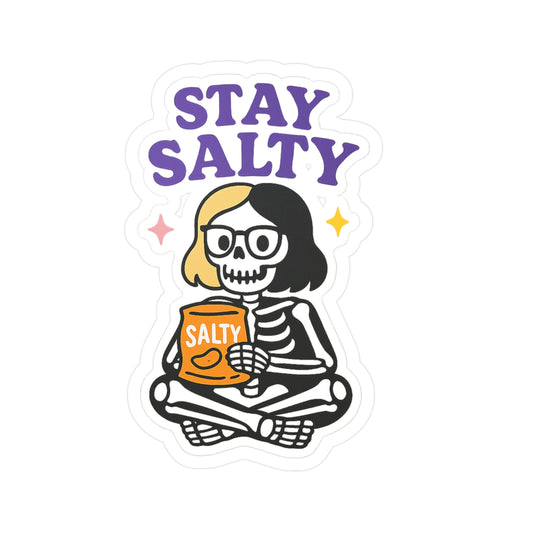 Dead Tired Gal Kiss-Cut Sticker | Alternative Lifestyle, Coffee Lover, Spooky Cute Vinyl Decal