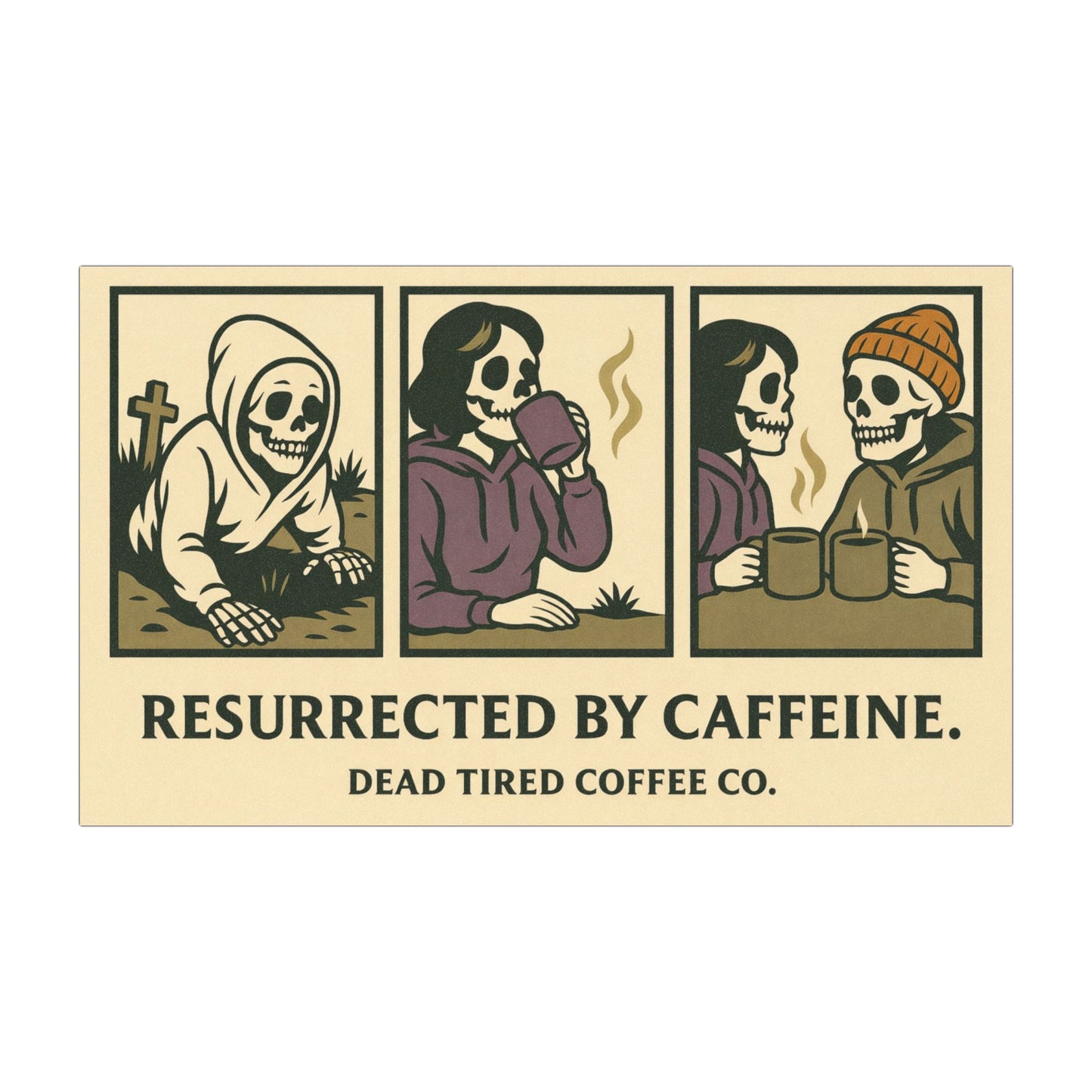 Coffee-Themed Car Magnets - Resurrected by Caffeine, Fun Auto Decor, Unique Gifts, Halloween, Coffee Lovers