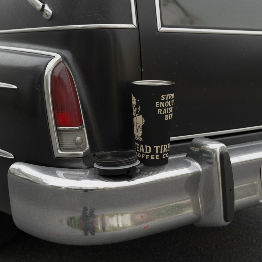 Dead Tired Coffee Travel Mug – Stainless Steel Insulated Cup for Busy Mornings, Commuters, and Coffee Lovers | Funny Gothic Coffee Gift